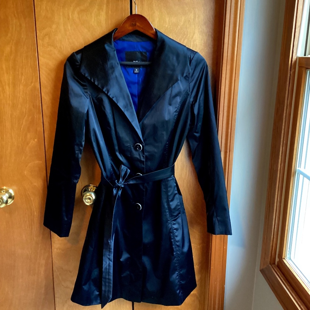 Vintage Black Target **Mossimo** Classic Satin Trench Coat, size Small